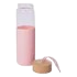 Squeeze de Vidro Rose Com Tampa de Bambu E Base de Silicone